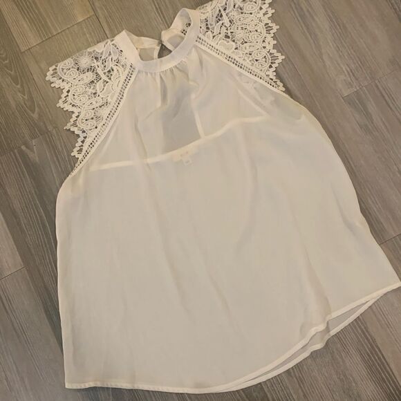 Womens white lace top size L - Picture 1 of 5
